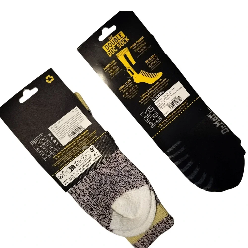 Dr Martens Socks Bundle Double Doc Sock Blk and‎ Marl Sock S/M  2 Pairs